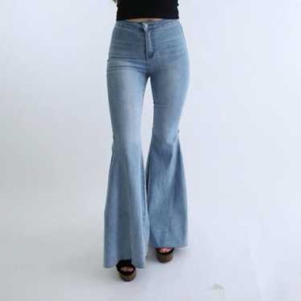 BN5 Super Flare  Hi-rise Denim Jeans Blank Paige Bell Bottom‎ Pants Stretch S